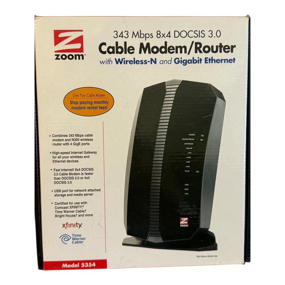 Zoom Cable Modem Router N-DOCSIS 3.0 Model 5354 Wireless - Picture 3 of 13